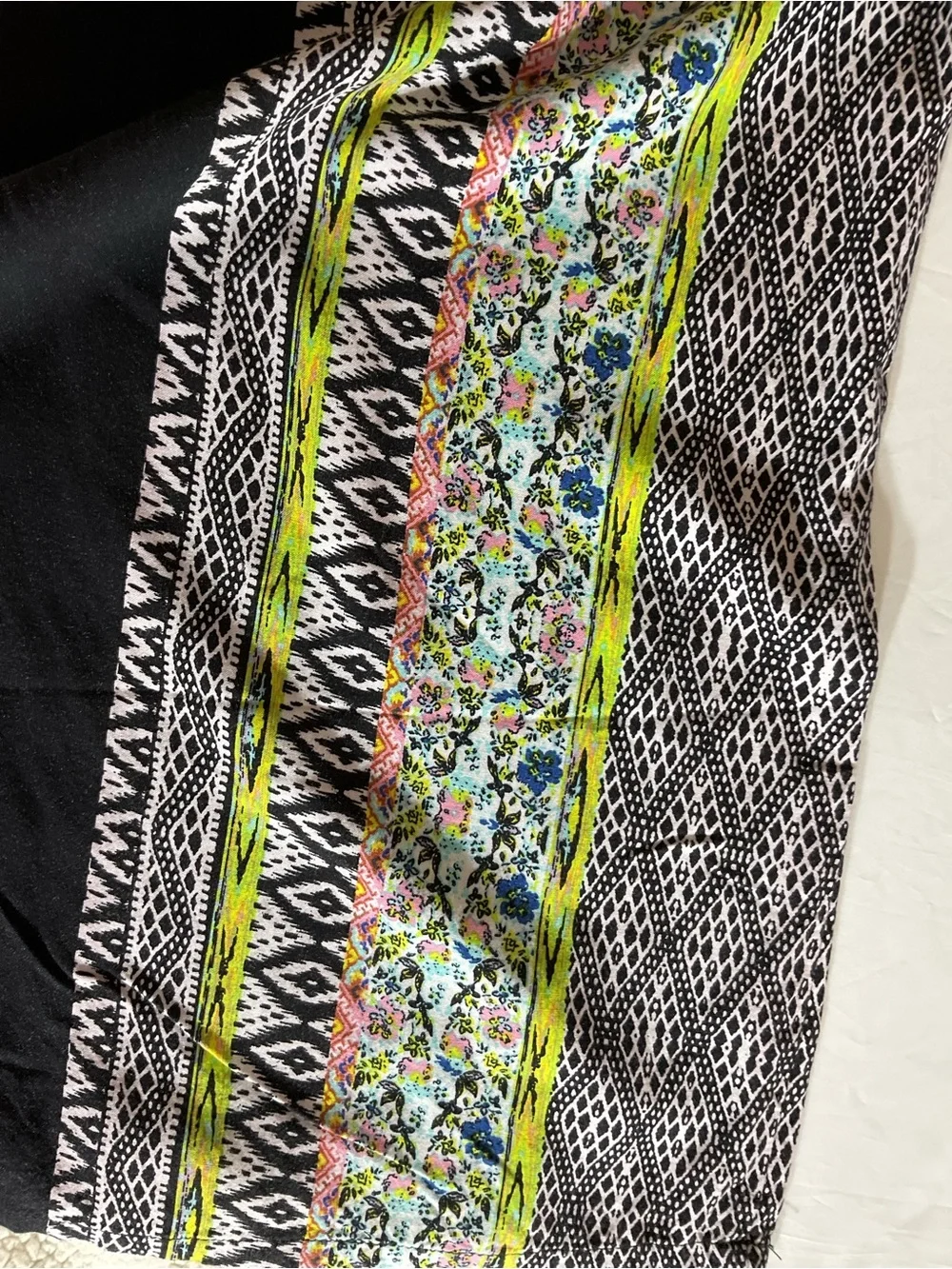 Xhilaration Black Wide Leg Pants with Multicolor Stripe Print
